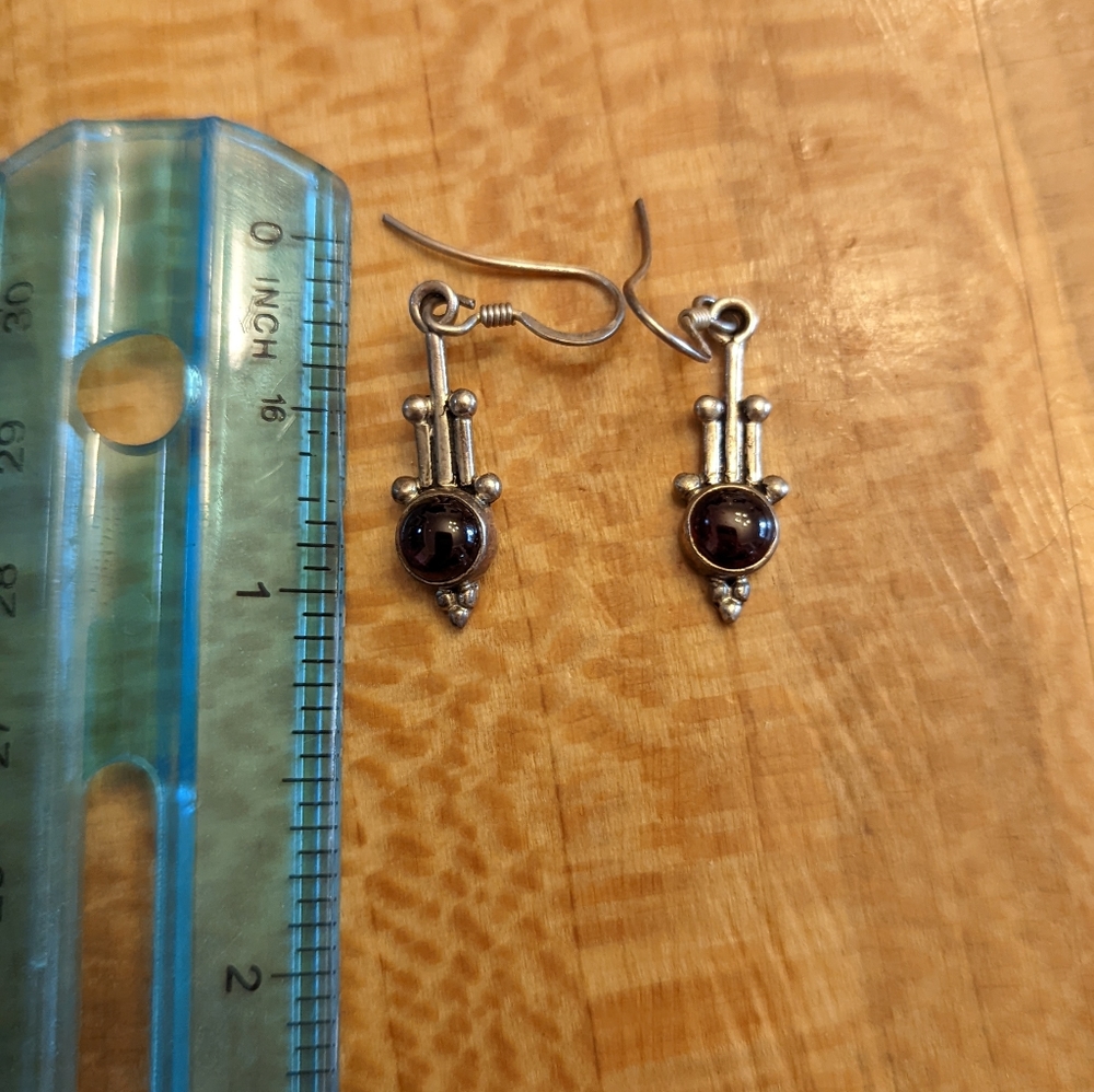Sterling Silver Ruby Earrings - image 2
